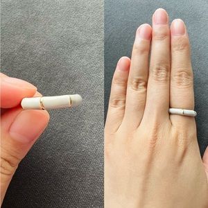 FREE 🆓 with Any Two Purchases - Cute Ring in Ivory and Gold Color, size 6-8